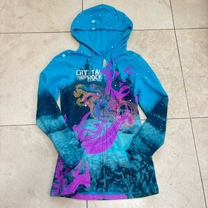 Crystal Rock Teal & Purple Graphic Hoodie